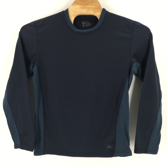REI Shirt Mens Large Blue Long Sleeve Crew Neck Thermal Baselayer Shirt - Picture 2 of 6